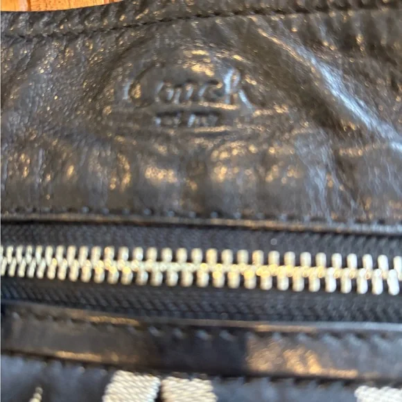 COACH HOBO SHOULDER  HANDBAG 13420 PARKER OP ART BLACK LEATHER TRIM - Picture 4 of 10